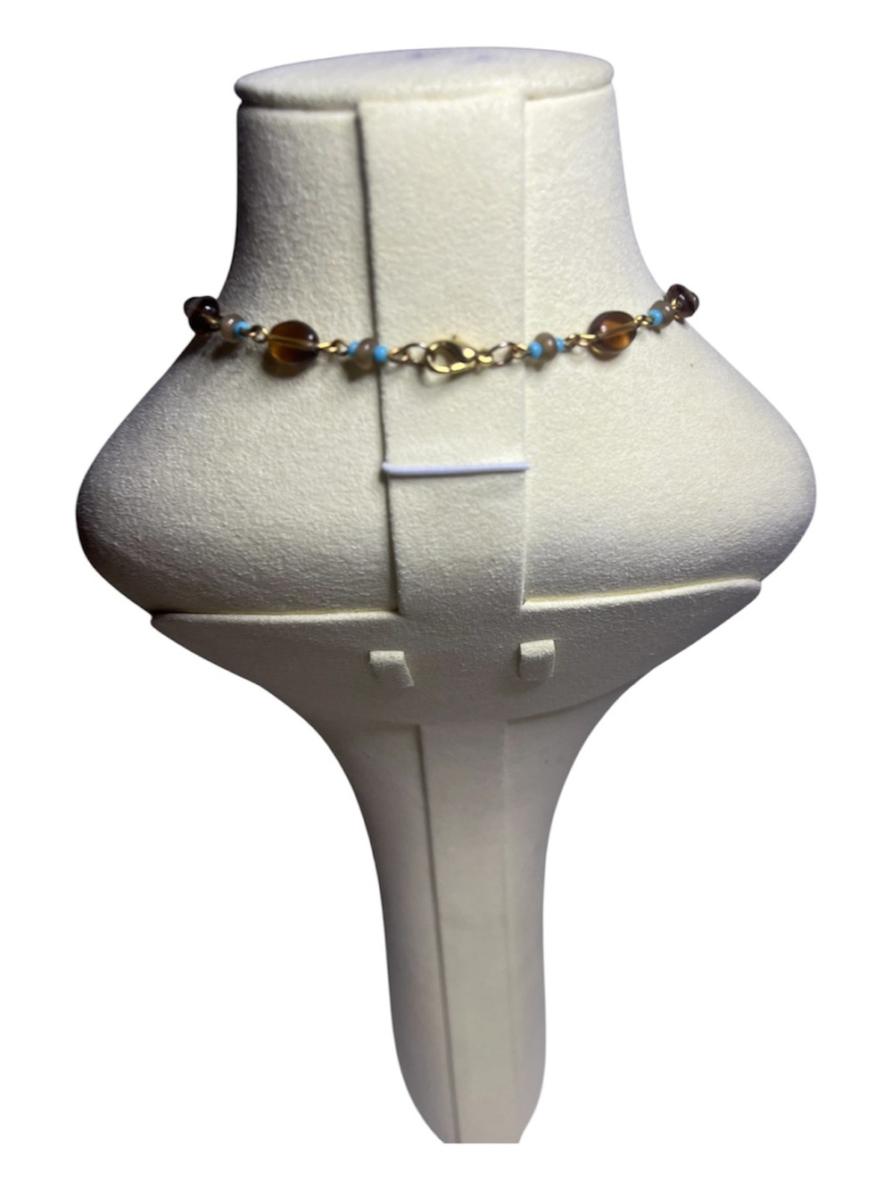 Artisan Blue Cloisonné Pendant Necklace with real Amber Beads - Picture 3 of 3